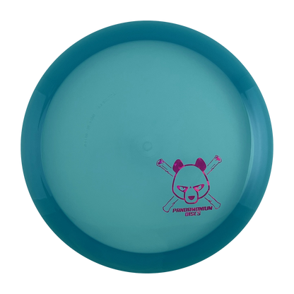 Latitude 64 Diamond disc golf fairway driver in blue Opto plastic with Pandamonium Panda Corner X stamp, view 1