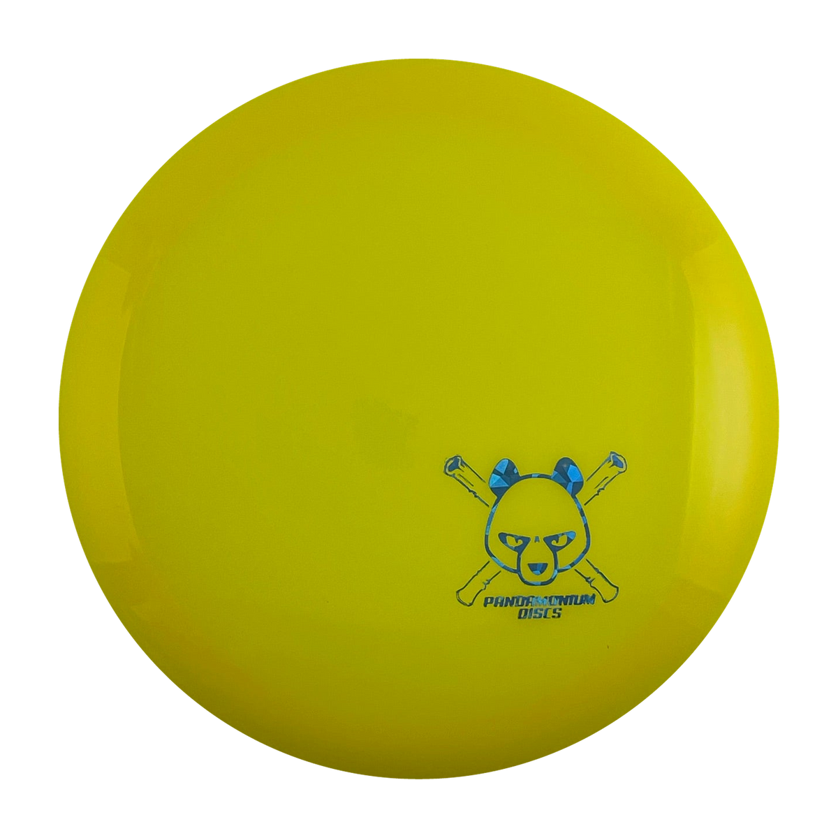 Latitude 64 River disc golf fairway driver in yellow Opto plastic with Pandamonium Panda Corner X stamp, view 1