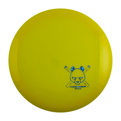 Latitude 64 River disc golf fairway driver in yellow Opto plastic with Pandamonium Panda Corner X stamp, view 1