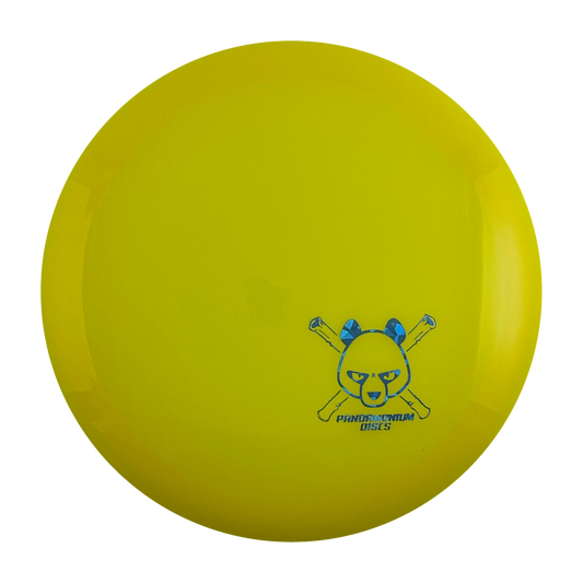 Latitude 64 River disc golf fairway driver in yellow Opto plastic with Pandamonium Panda Corner X stamp, view 1