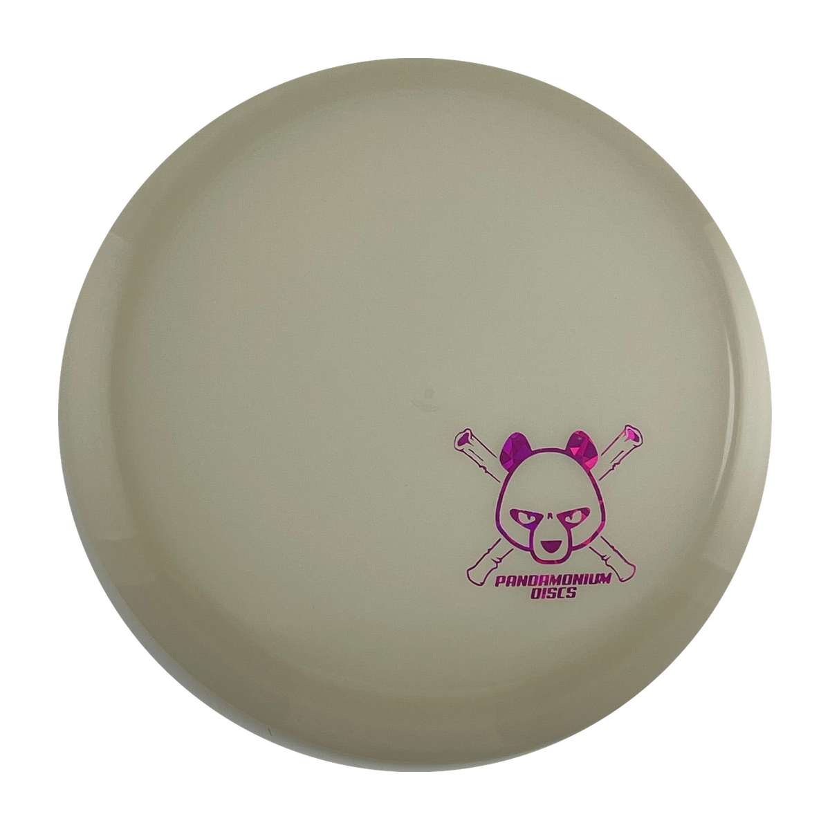 Latitude 64 Sapphire disc golf distance driver in white Opto plastic with Pandamonium Panda Corner X stamp, view 1