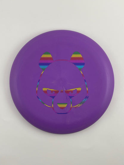 Innova Aviar disc golf putt and approach in purple R-Pro plastic with Pandamonium Big Panda stamp