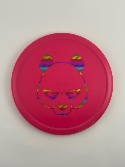Innova Pig disc golf putt and approach in pink R-Pro plastic with Pandamonium Big Panda stamp