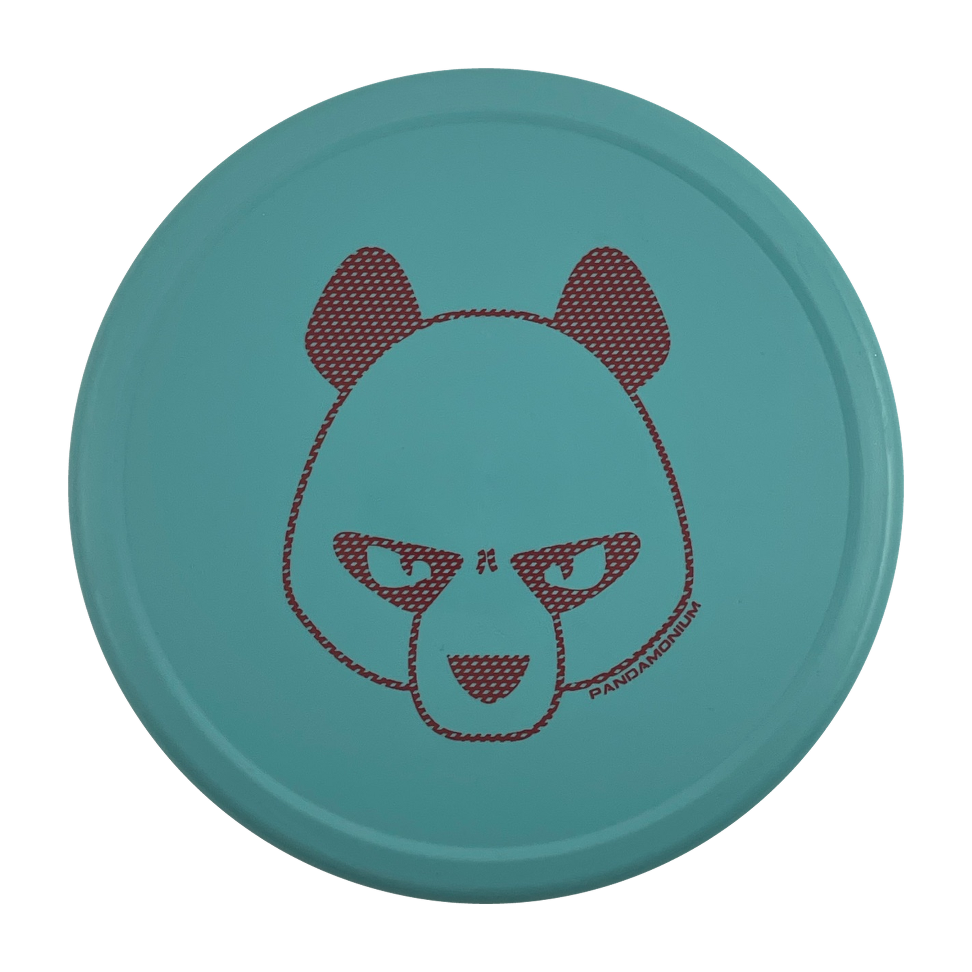 Innova Pig disc golf putt and approach in robin egg blue R-Pro plastic with Pandamonium Big Panda stamp, view 1, view 2