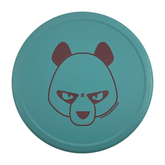 Innova Pig disc golf putt and approach in robin egg blue R-Pro plastic with Pandamonium Big Panda stamp, view 1, view 2
