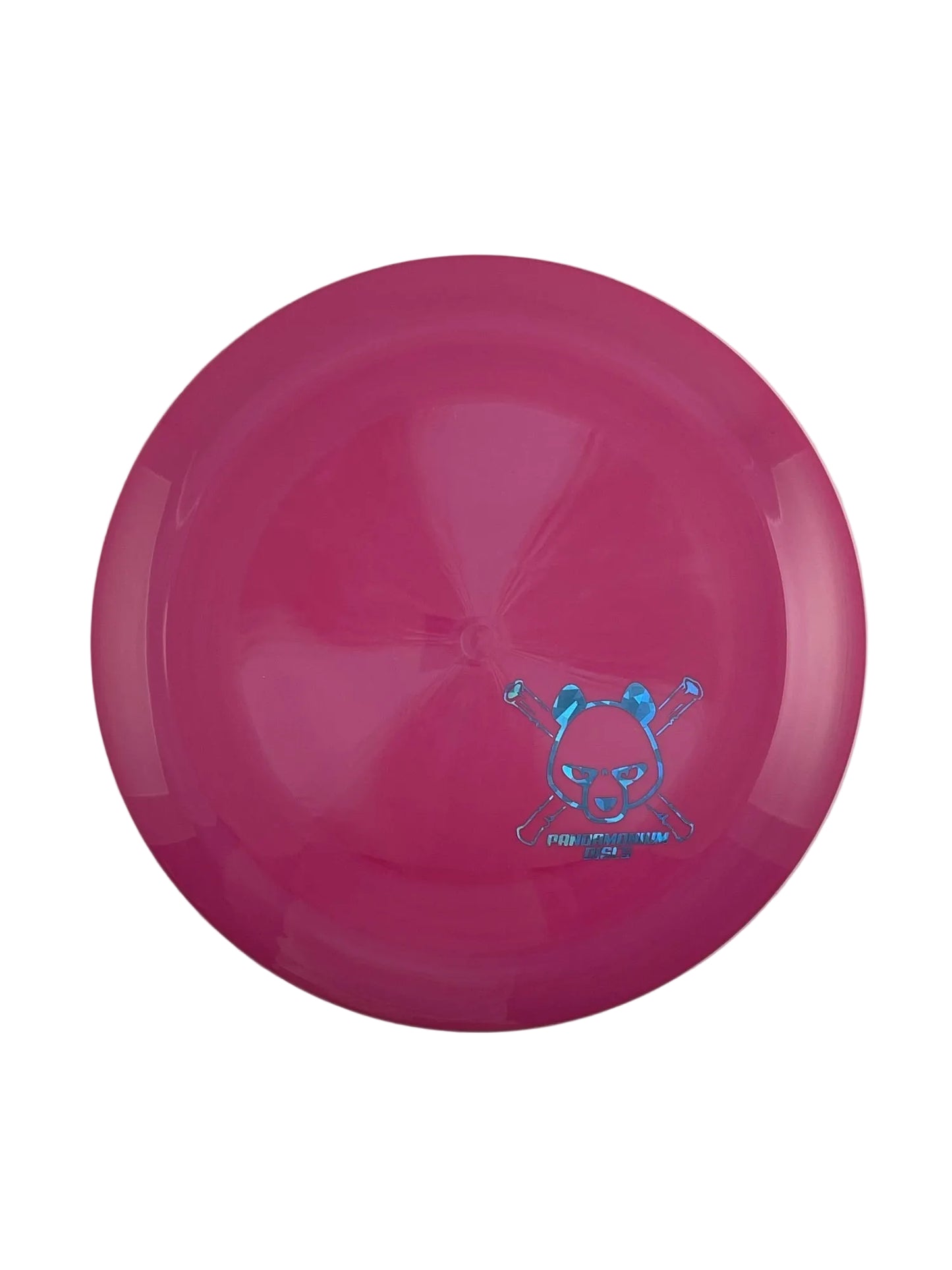 Latitude 64 Grace disc golf distance driver in pink Royal Grand plastic with Pandamonium Panda Corner X stamp