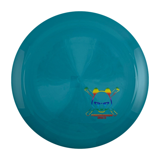Latitude 64 Grace disc golf distance driver in teal Royal Grand plastic with Pandamonium Panda Corner X stamp, view 1