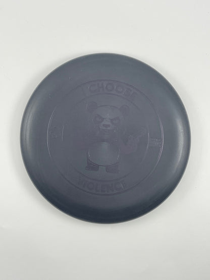 Discraft Luna disc golf putt and approach in black Rubber Blend plastic with Pandamonium I Choose Violence stamp