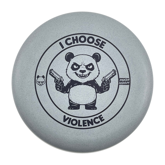 Discraft Luna disc golf putt and approach in gray Rubber Blend plastic with Pandamonium I Choose Violence stamp, view 1