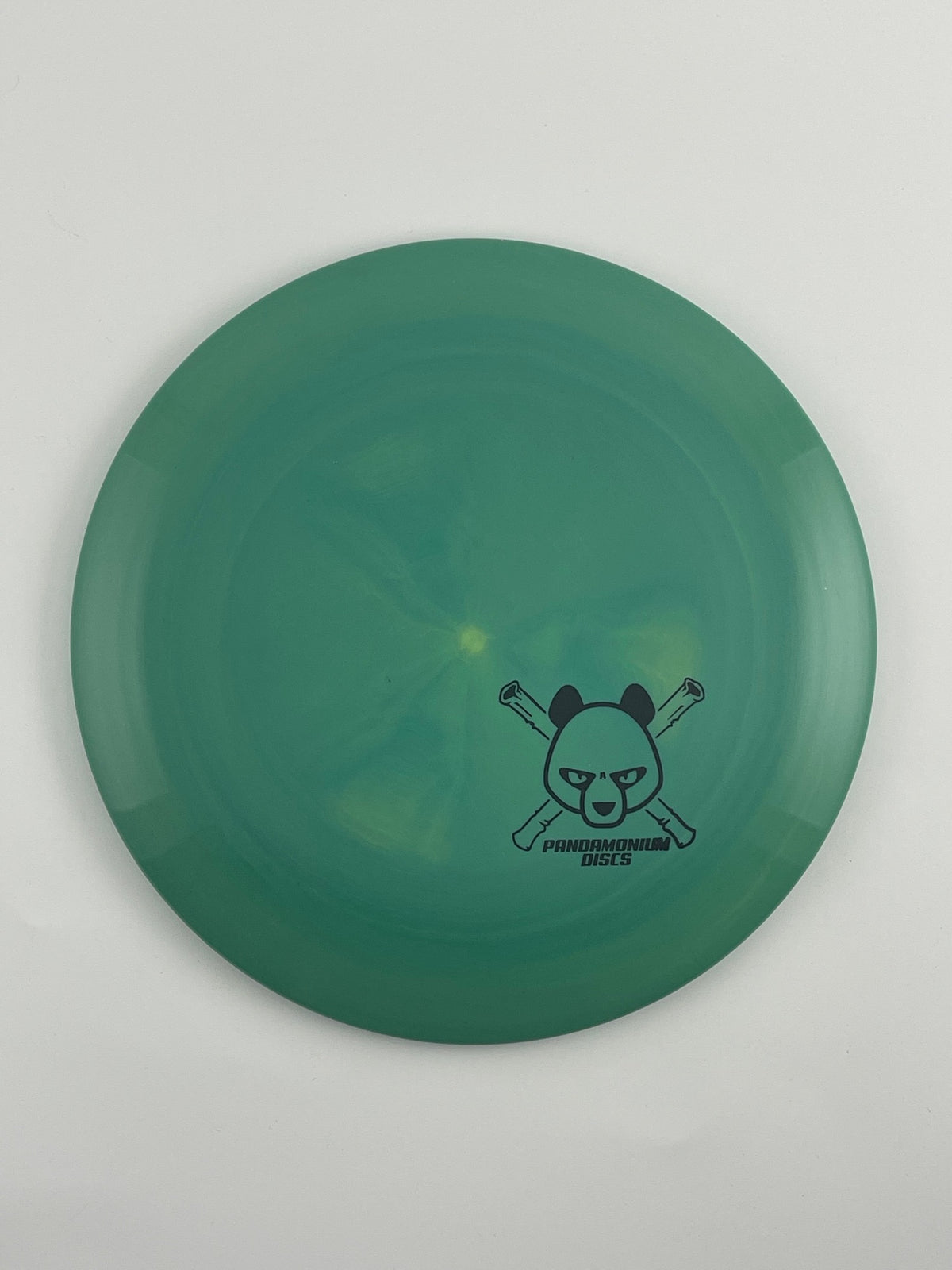 Discmania FD disc golf fairway driver in green S-Line Swirl plastic with Pandamonium Panda Corner X stamp