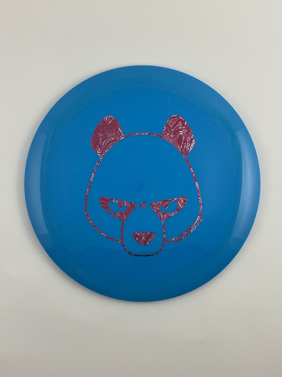 Innova Destroyer disc golf distance driver in blue Star plastic with Pandamonium Big Panda stamp