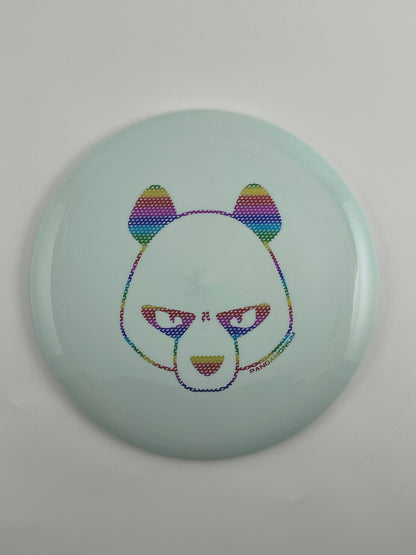 Innova Destroyer disc golf distance driver in white Star plastic with Pandamonium Big Panda stamp