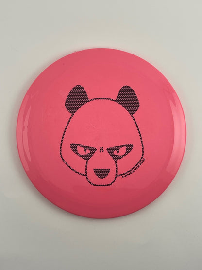 Innova Firebird disc golf fairway driver in pink Star plastic with Pandamonium Big Panda stamp