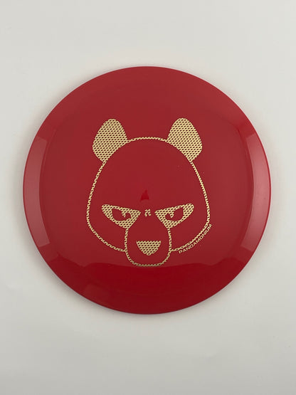 Innova Firebird disc golf fairway driver in red Star plastic with Pandamonium Big Panda stamp