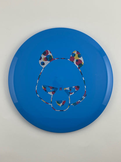 Innova Fox disc golf midrange in blue Star plastic with Pandamonium Big Panda stamp