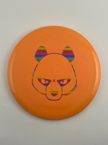 Innova Fox disc golf midrange in orange Star plastic with Pandamonium Big Panda stamp