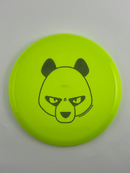 Innova Fox disc golf midrange in yellow Star plastic with Pandamonium Big Panda stamp