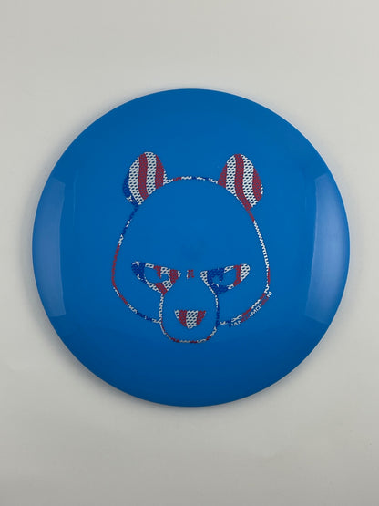 Innova Leopard disc golf fairway driver in blue Star plastic with Pandamonium Big Panda stamp
