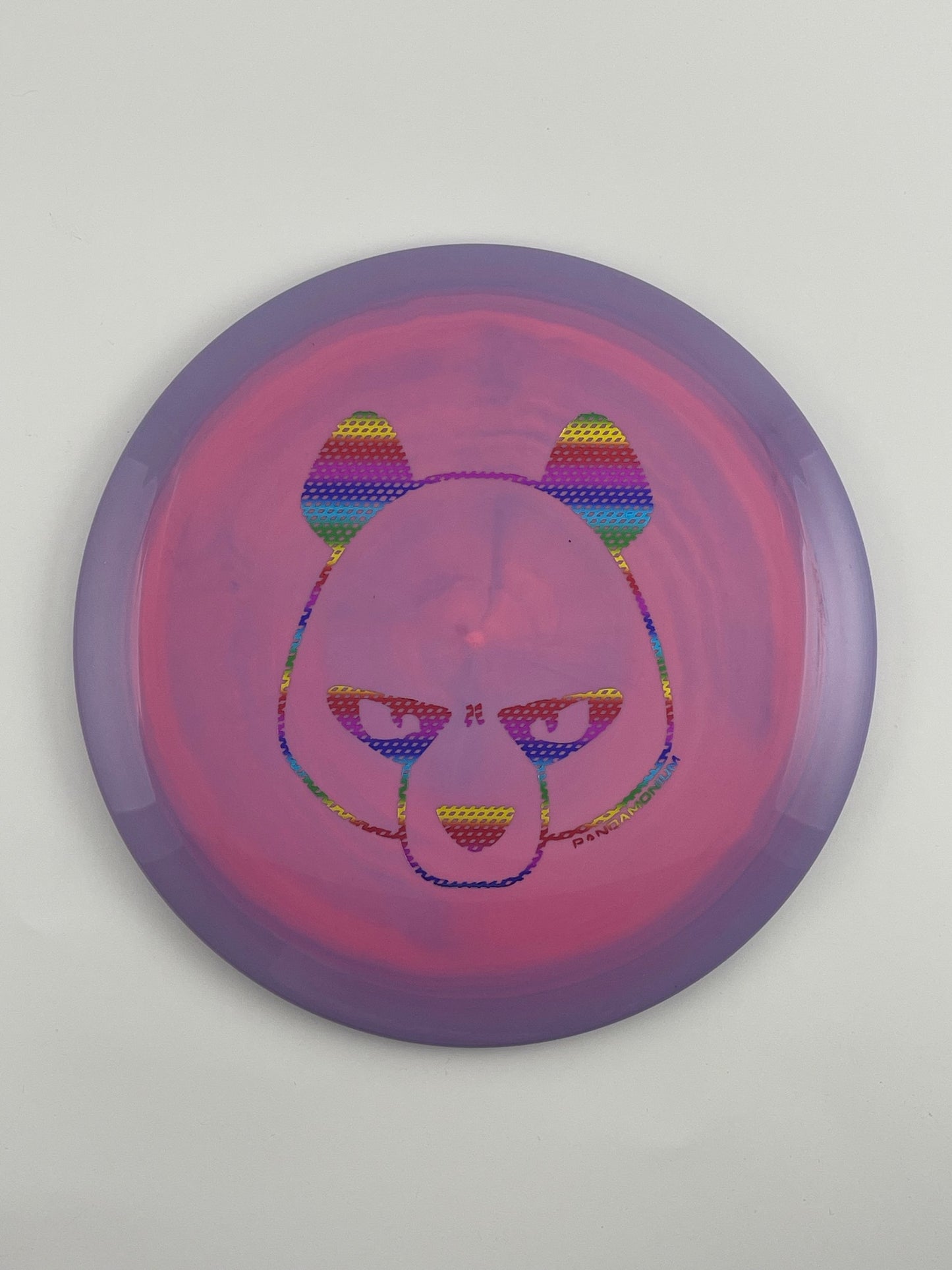 Innova Leopard disc golf fairway driver in lilac and pink Star plastic with Pandamonium Big Panda stamp