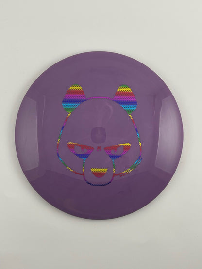 Innova Leopard disc golf fairway driver in lilac Star plastic with Pandamonium Big Panda stamp