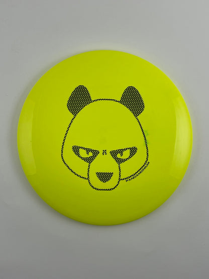 Innova Leopard disc golf fairway driver in yellow Star plastic with Pandamonium Big Panda stamp