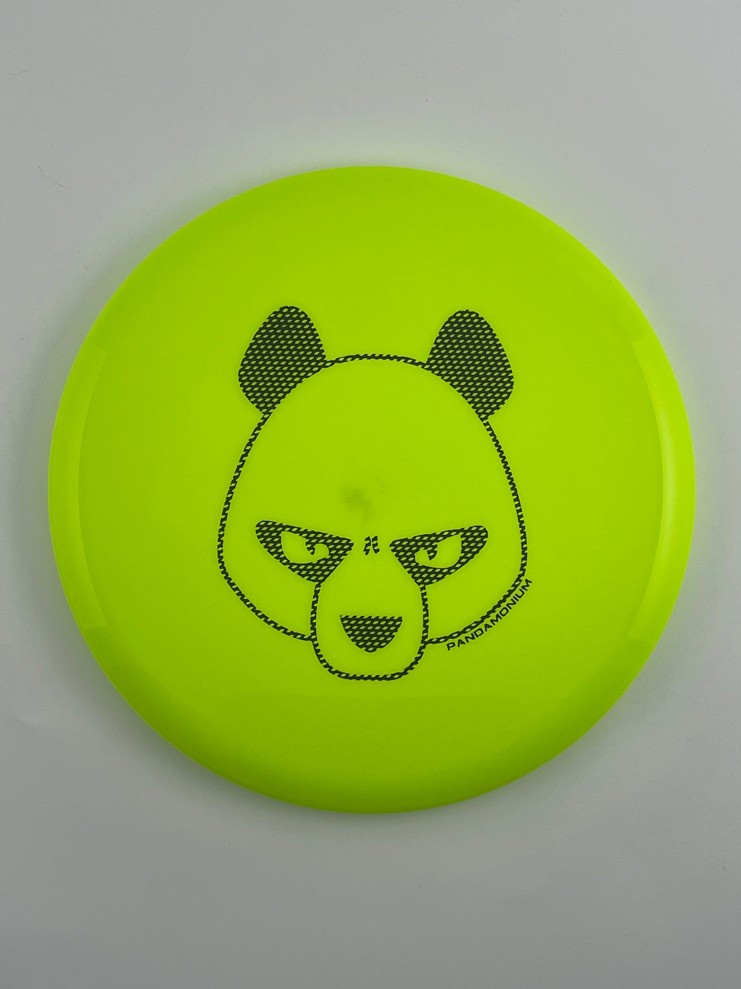Innova Mako3 disc golf midrange in lime Star plastic with Pandamonium Big Panda stamp