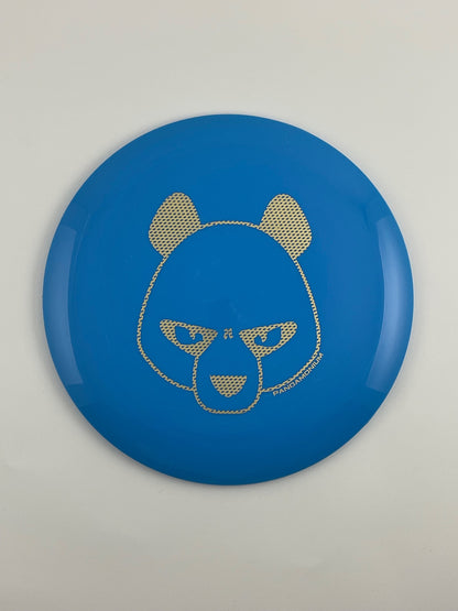 Innova Mamba disc golf distance driver in blue Star plastic with Pandamonium Big Panda stamp, view 2