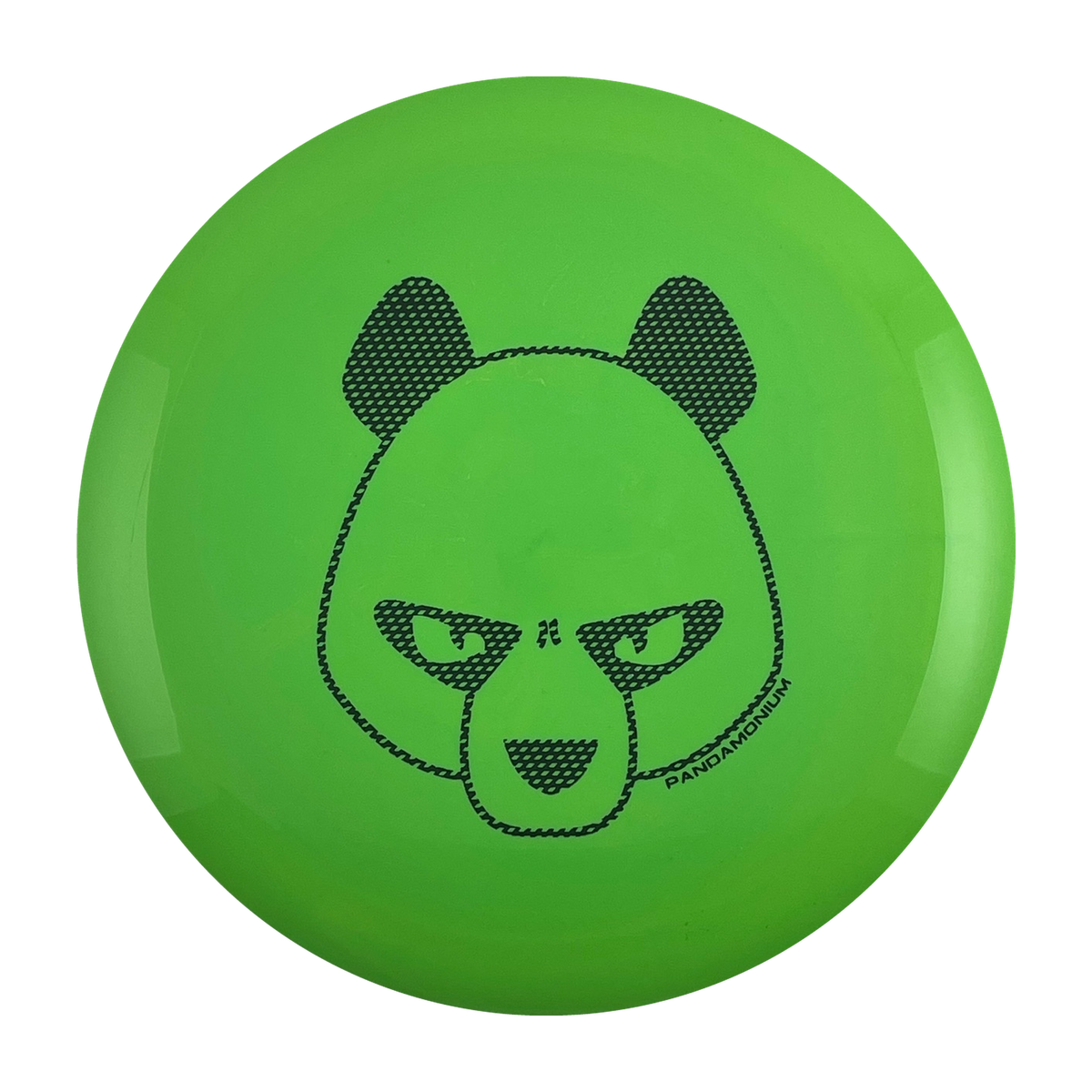 Innova Mamba disc golf distance driver in green Star plastic with Pandamonium Big Panda stamp, view 1, view 2