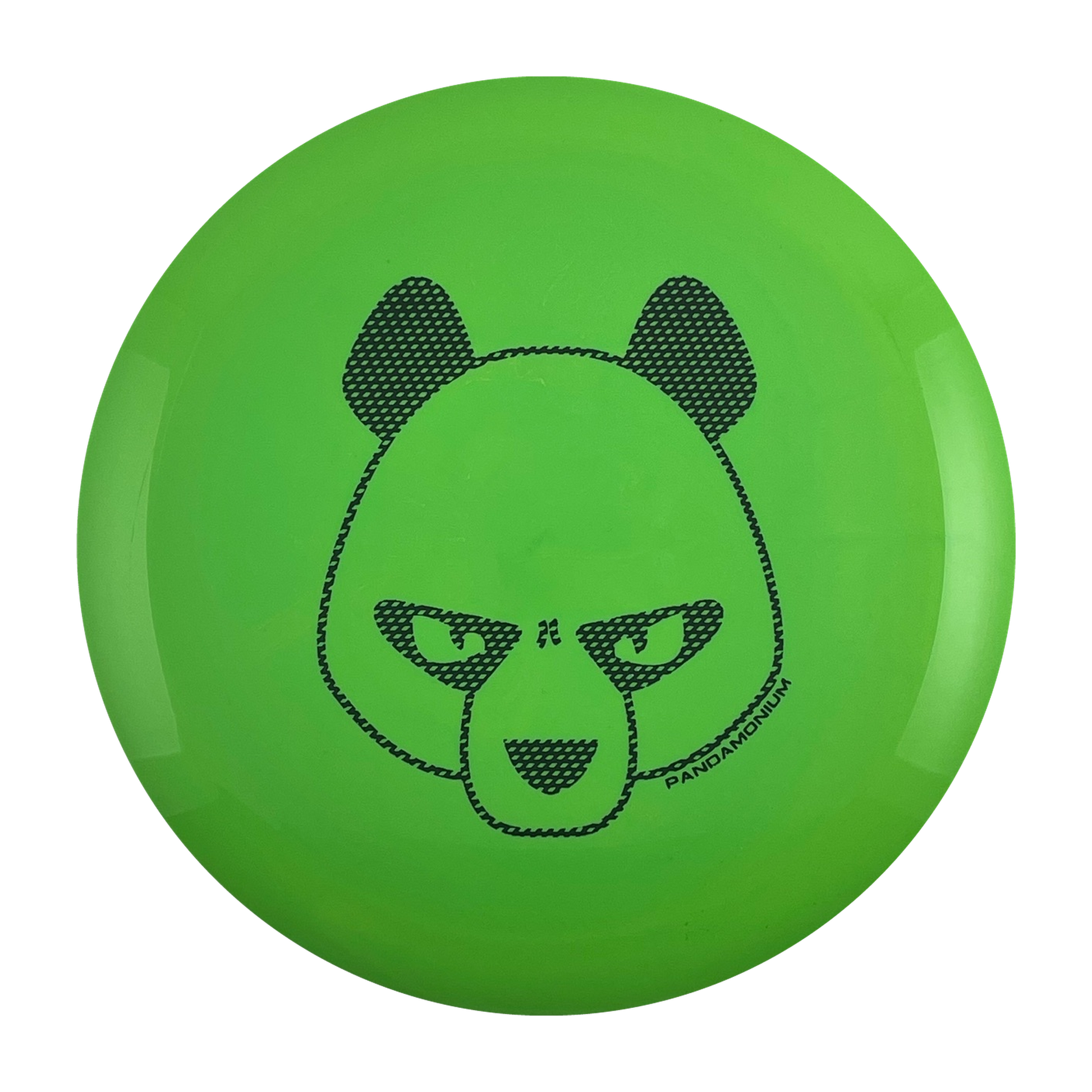Innova Mamba disc golf distance driver in green Star plastic with Pandamonium Big Panda stamp, view 1, view 2