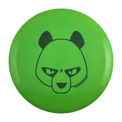 Innova Mamba disc golf distance driver in green Star plastic with Pandamonium Big Panda stamp, view 1, view 2