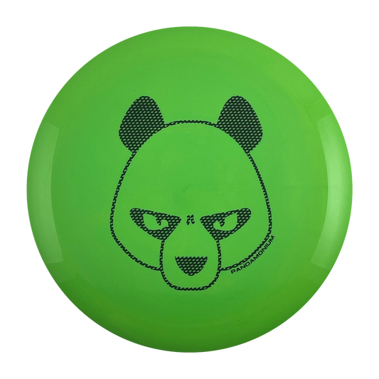 Innova Mamba disc golf distance driver in green Star plastic with Pandamonium Big Panda stamp, view 1, view 2