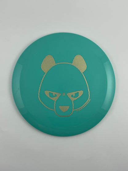 Innova Mamba disc golf distance driver in robin egg blue Star plastic with Pandamonium Big Panda stamp, view 2