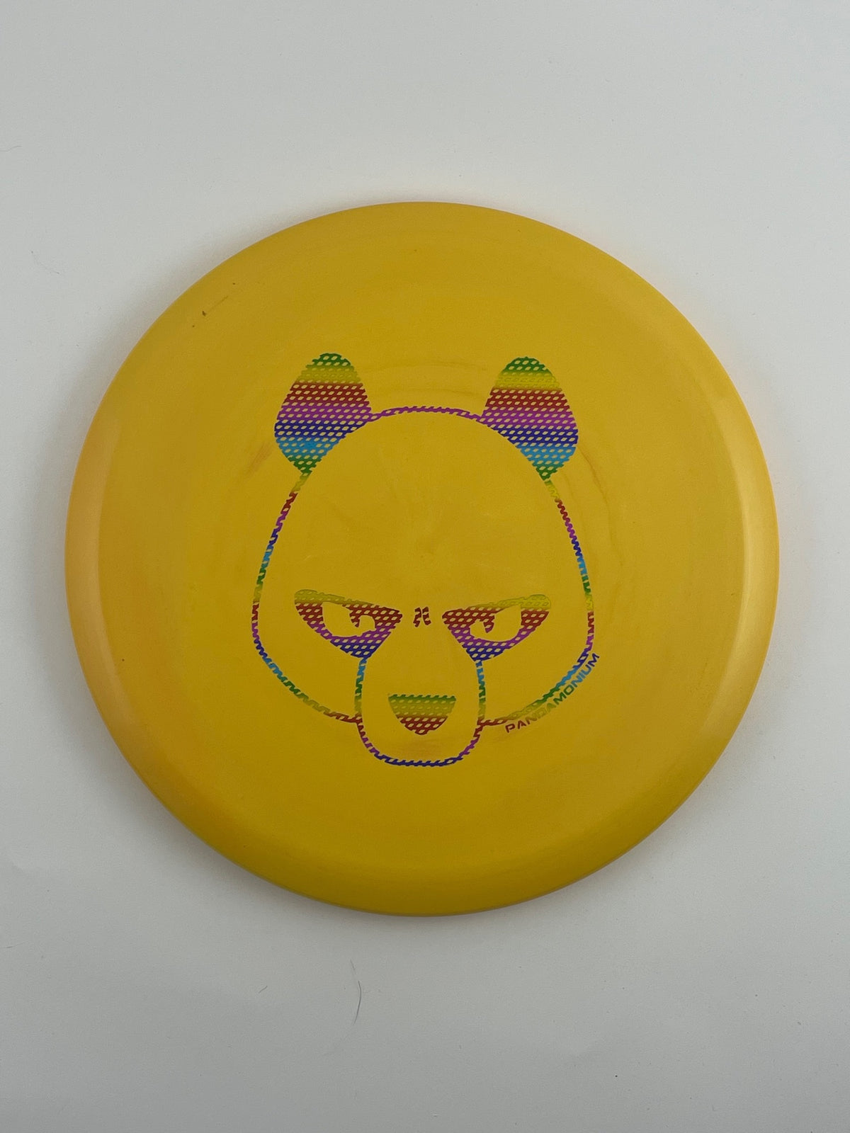 Innova Roc3 disc golf midrange in mustard Star plastic with Pandamonium Big Panda stamp