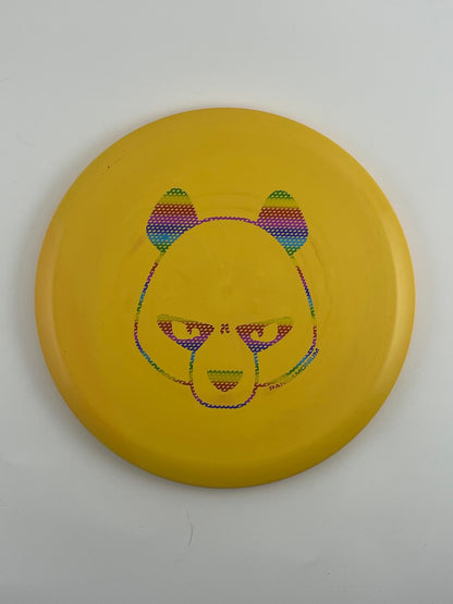 Innova Roc3 disc golf midrange in mustard Star plastic with Pandamonium Big Panda stamp