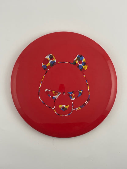 Innova Roc3 disc golf midrange in red Star plastic with Pandamonium Big Panda stamp