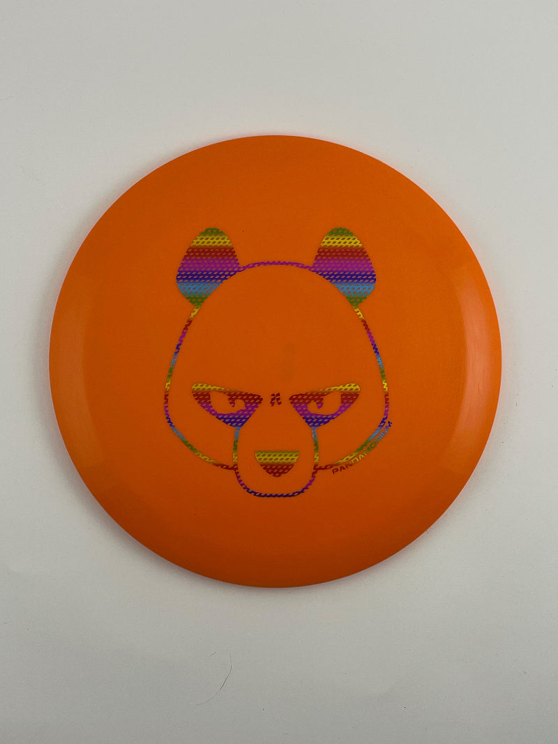 Innova Valkyrie disc golf fairway driver in orange Star plastic with Pandamonium Big Panda stamp
