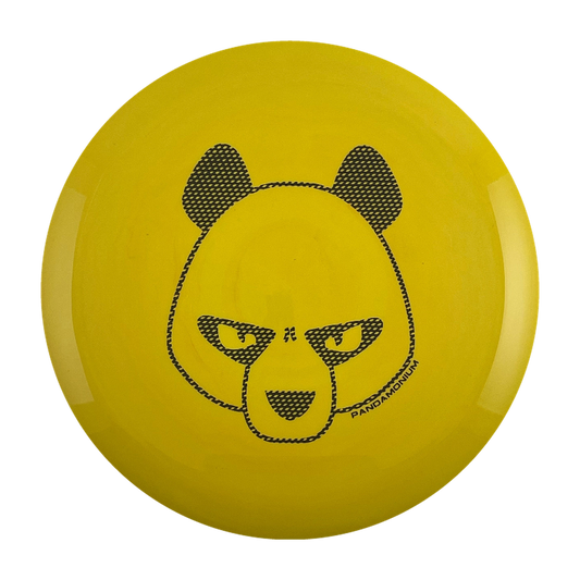 Innova Valkyrie disc golf fairway driver in yellow Star plastic with Pandamonium Big Panda stamp, view 1