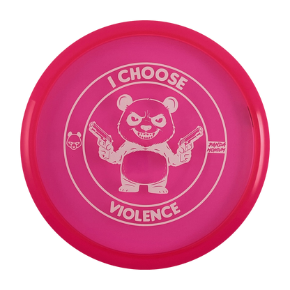 Discraft Buzzz disc golf midrange in pink Z Line plastic with Pandamonium I Choose Violence stamp, view 1