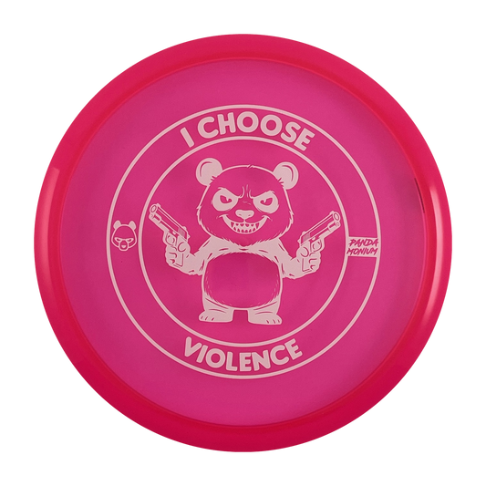Discraft Buzzz disc golf midrange in pink Z Line plastic with Pandamonium I Choose Violence stamp, view 1