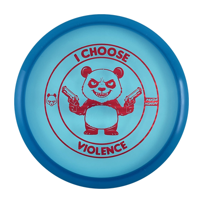 Discraft Buzzz SS disc golf midrange in blue Z Line plastic with Pandamonium I Choose Violence stamp, view 1