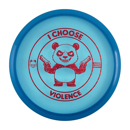 Discraft Buzzz SS disc golf midrange in blue Z Line plastic with Pandamonium I Choose Violence stamp, view 1