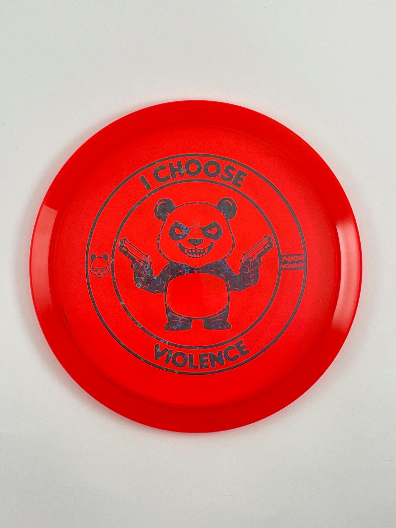 Discraft Cigarra disc golf fairway driver in red Z Line plastic with Pandamonium I Choose Violence stamp