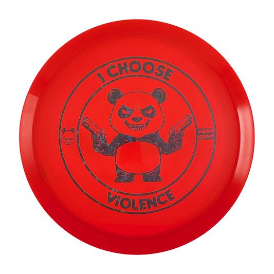 Discraft Cigarra disc golf fairway driver in red Z Line plastic with Pandamonium I Choose Violence stamp, view 1