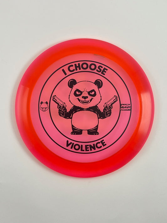 Discraft Force disc golf distance driver in red Z Line plastic with Pandamonium I Choose Violence stamp