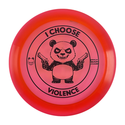Discraft Force disc golf distance driver in red Z Line plastic with Pandamonium I Choose Violence stamp, view 1