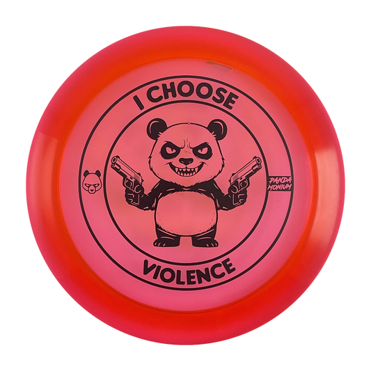 Discraft Force disc golf distance driver in red Z Line plastic with Pandamonium I Choose Violence stamp, view 1